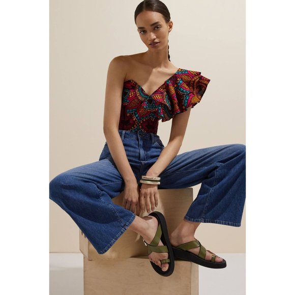 Anthropologie SIKA Ruffled One-Shoulder Blouse - Picture 1 of 9